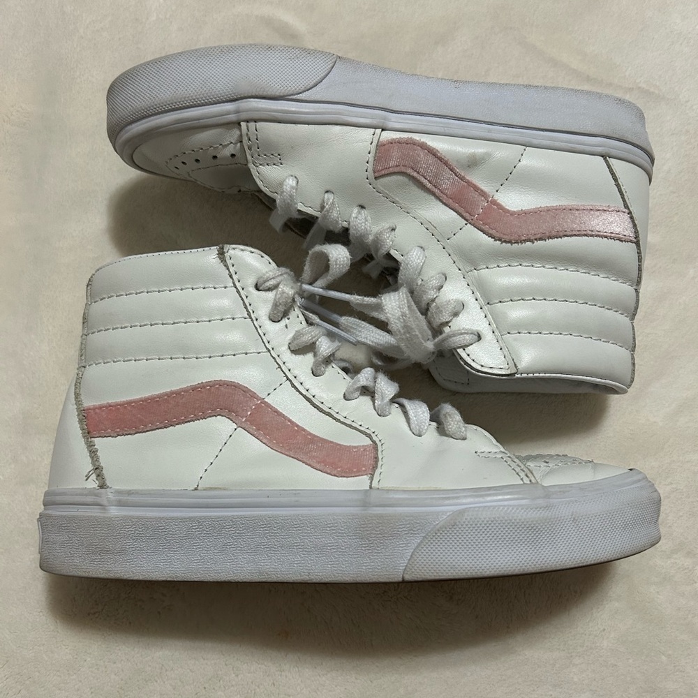 Vans White and Pink Women's Sneakers